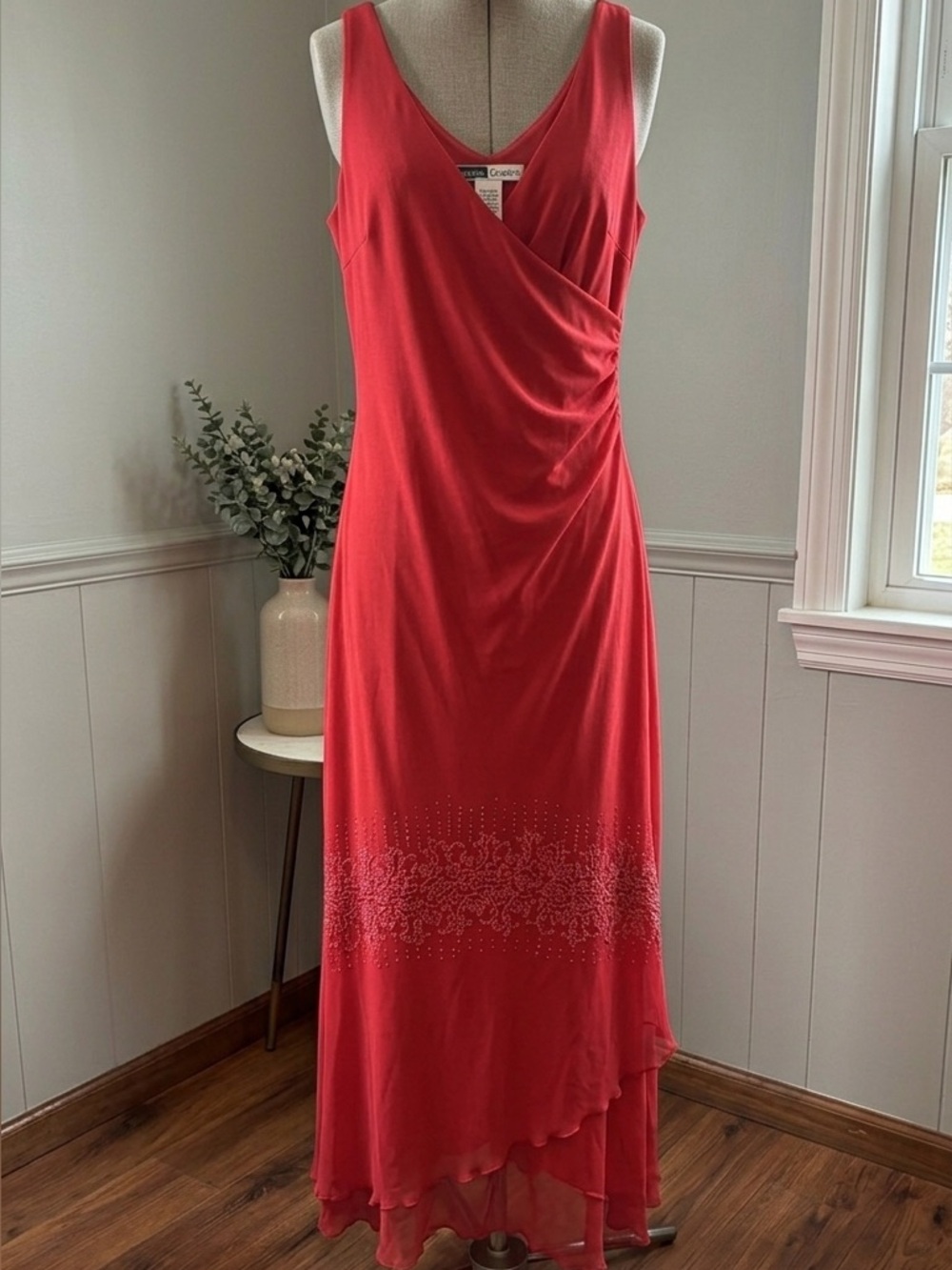 Vintage California Concepts Red Beaded Gown